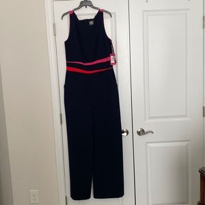 Vince Camuto women navy blue jumpsuit size 12 preowned tags attached never worn